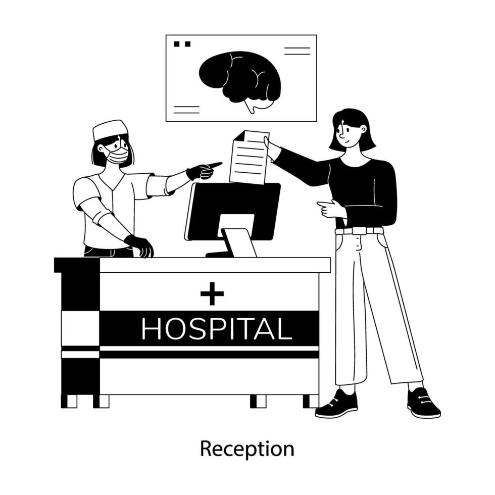 An illustration of hospital reception in flat style vector