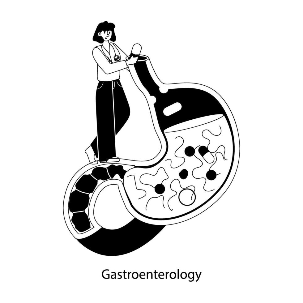 A flat character illustration of gastroenterology vector