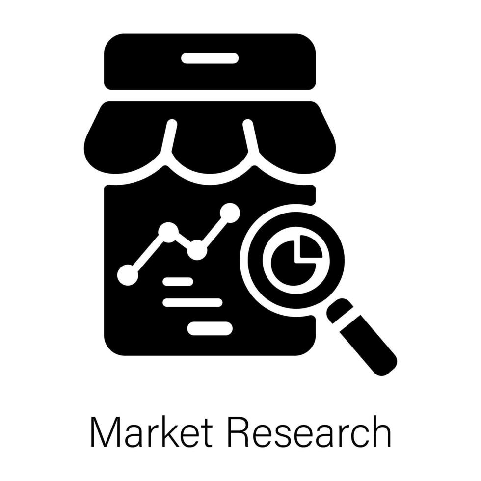 A solid style icon of ecommerce market research vector