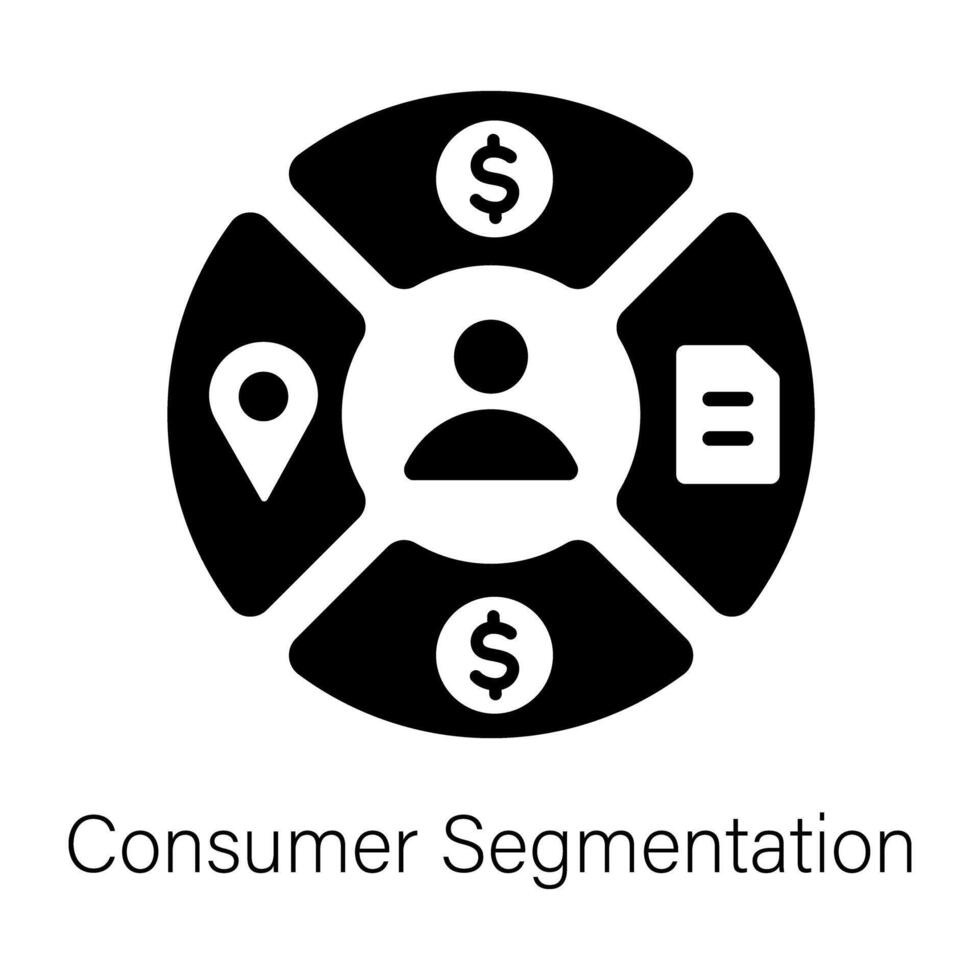 un glifo estilo icono de cliente segmentación vector