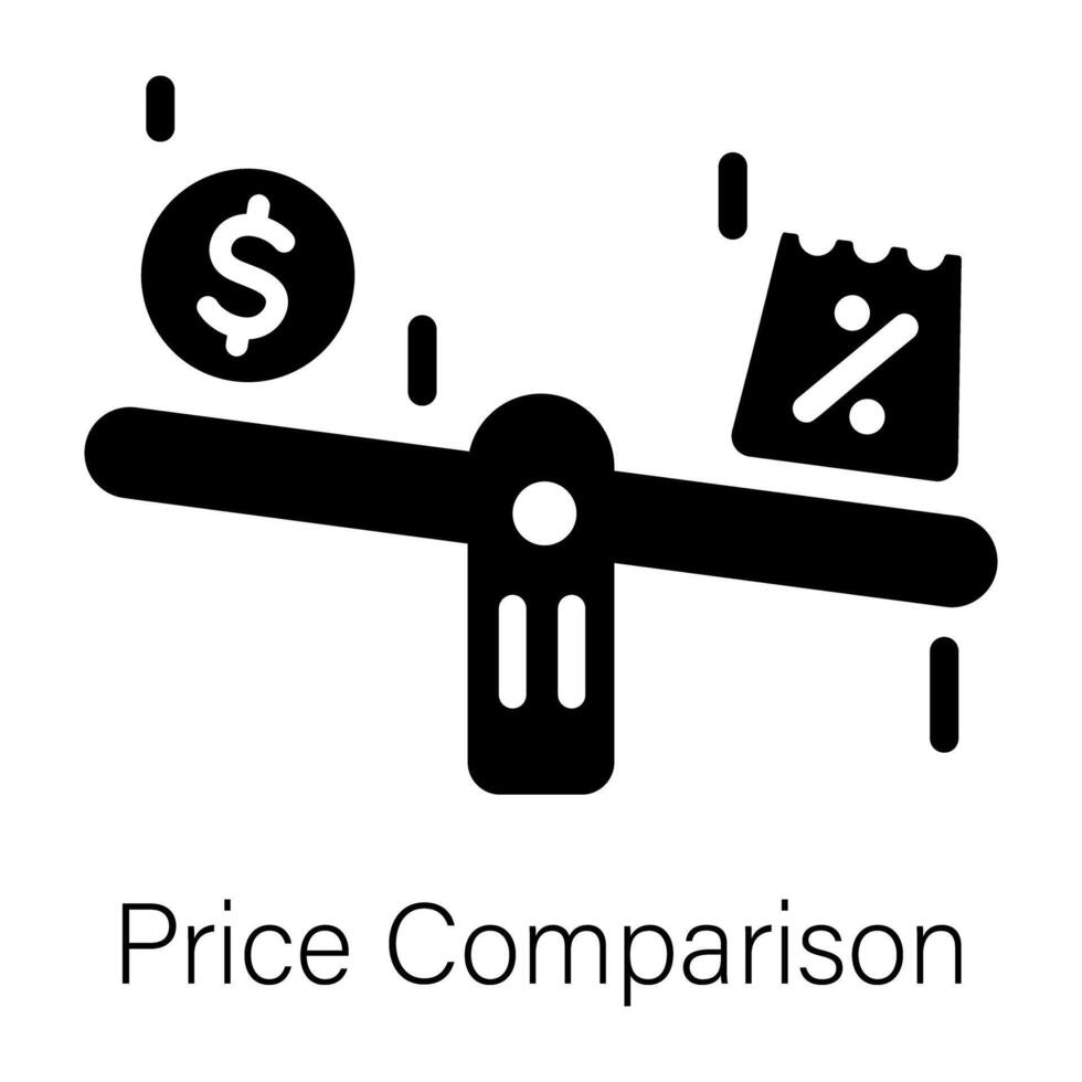 A glyph style icon of price comparison vector