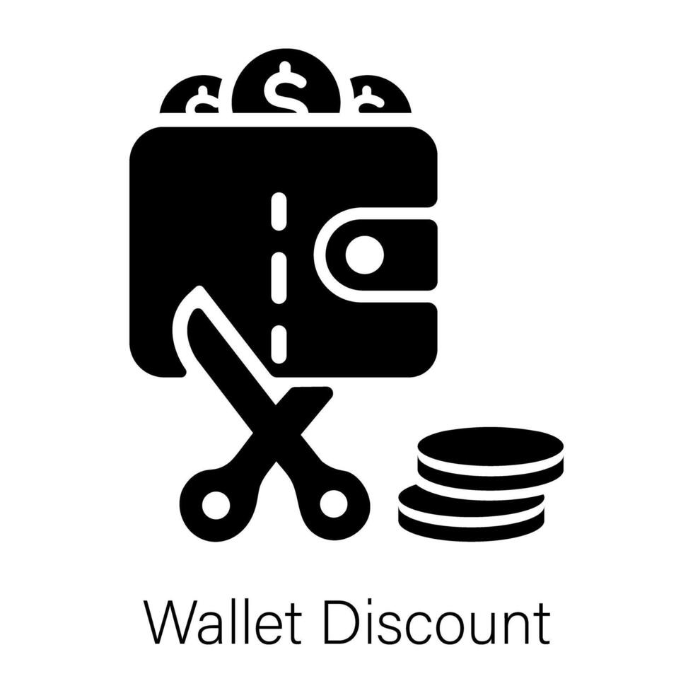 A solid style icon of wallet discount vector