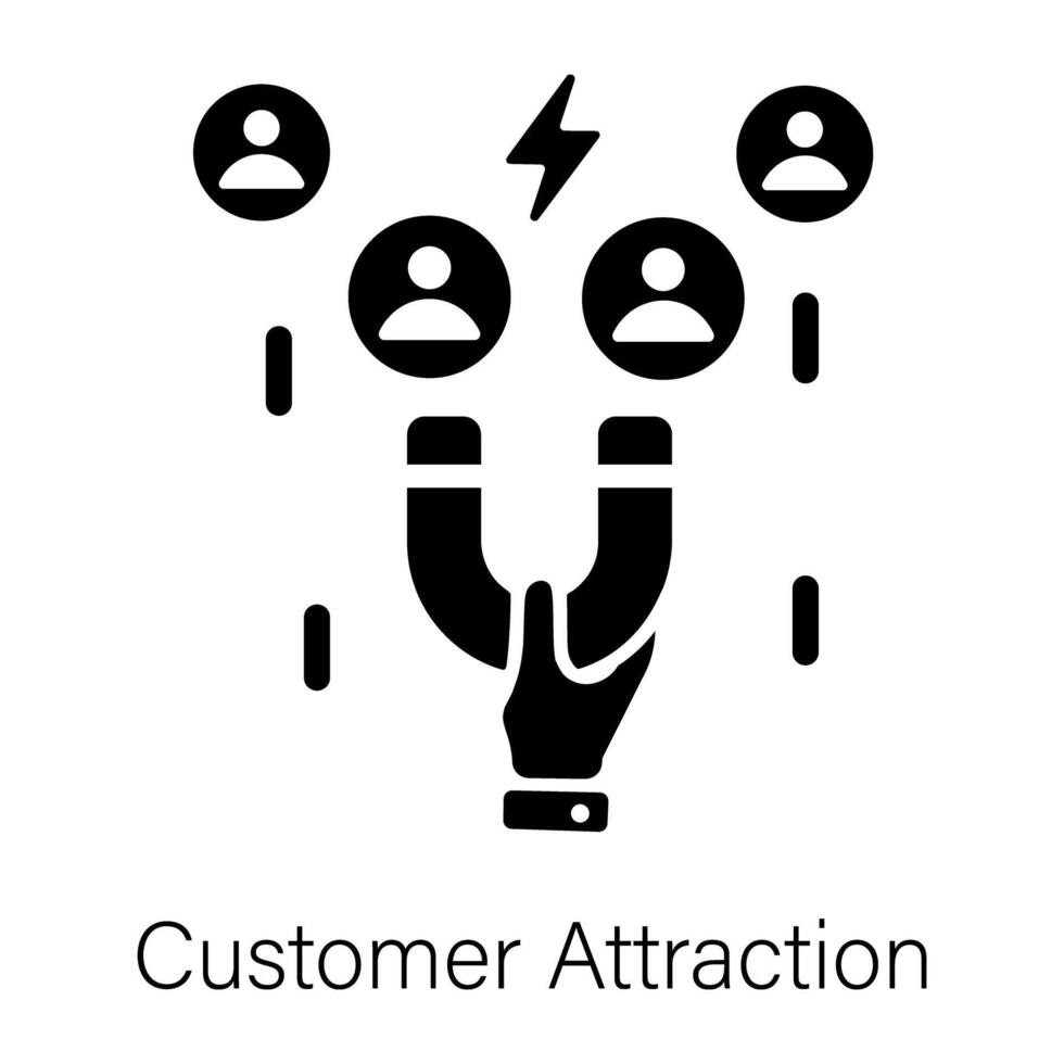 A solid style icon of customer attraction vector
