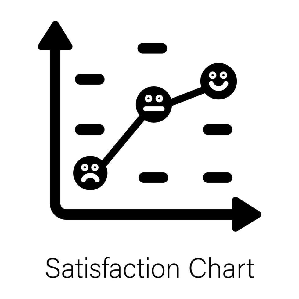 A solid icon of satisfaction chart with emojis vector