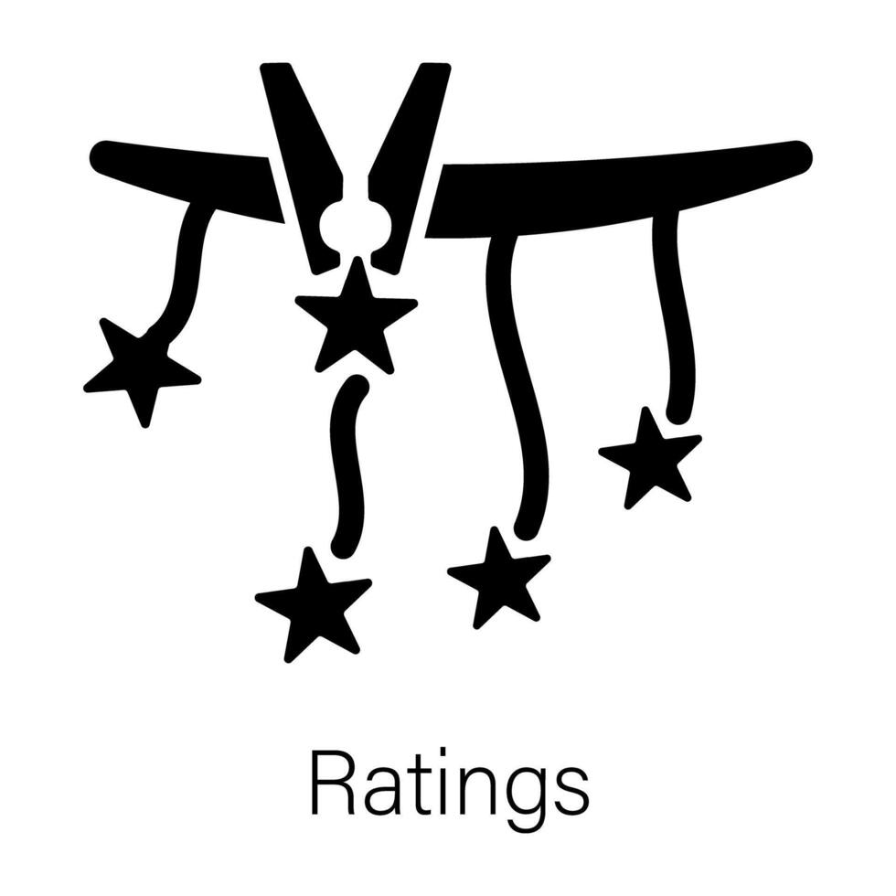 A solid icon of hanging ratings stars vector