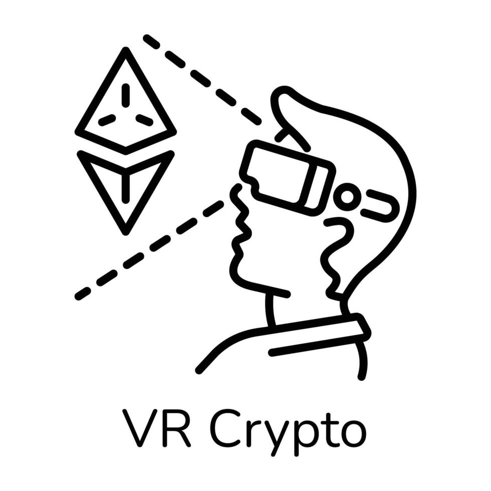 An editable line icon of vr crypto vector