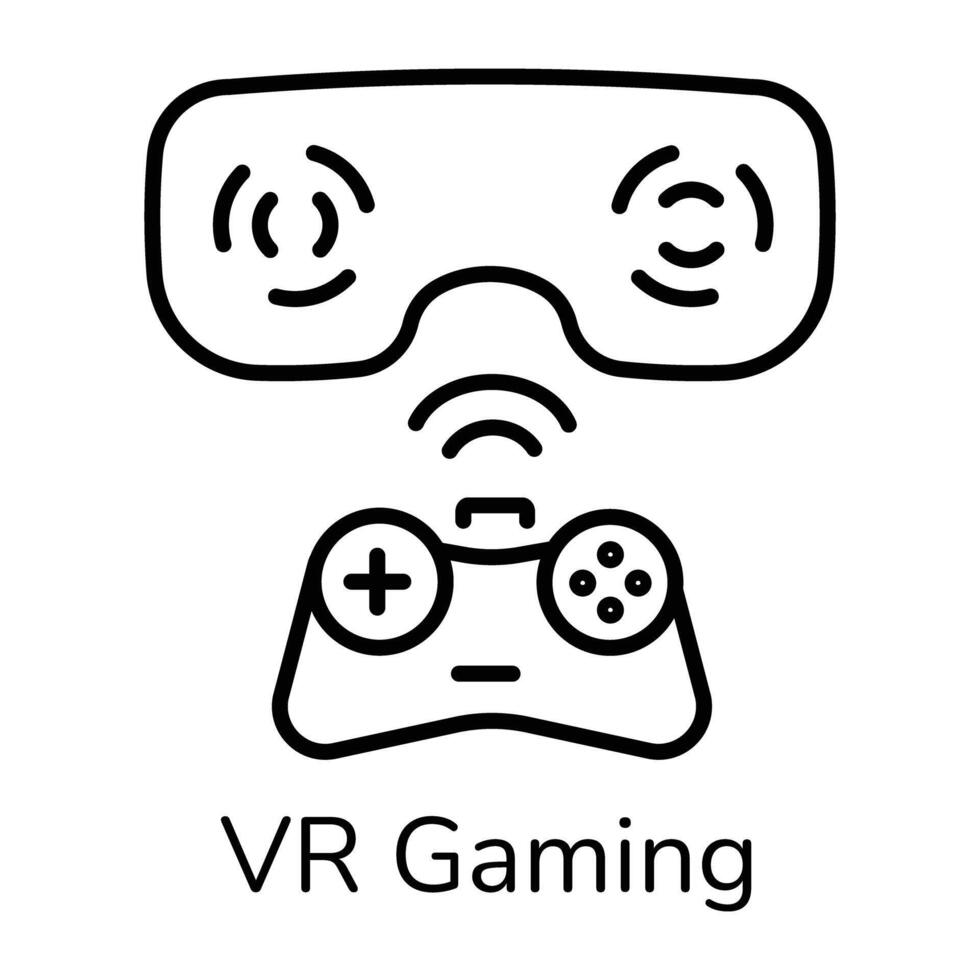 Well-designed line icon of vr gaming vector