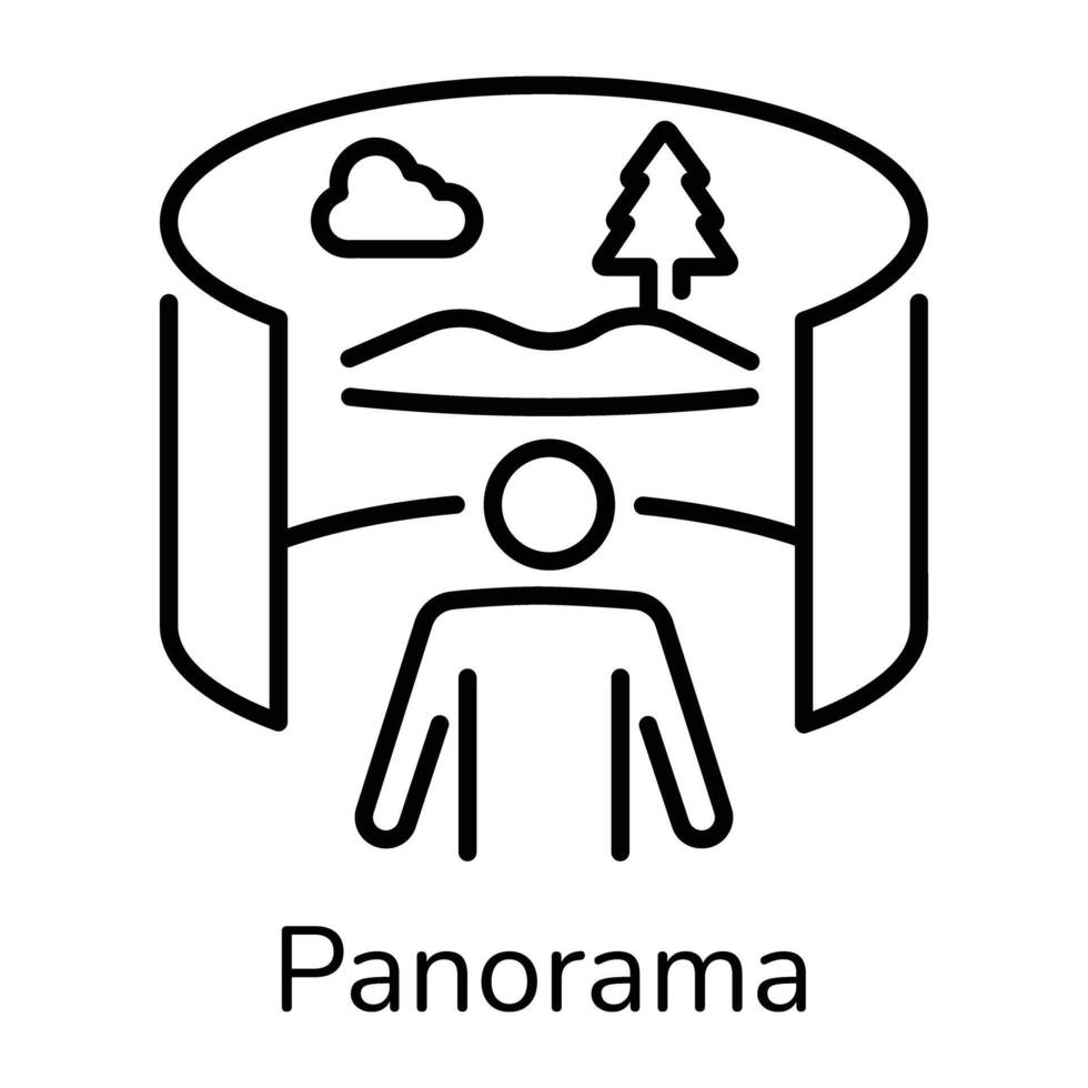 An editable line icon panorama view vector
