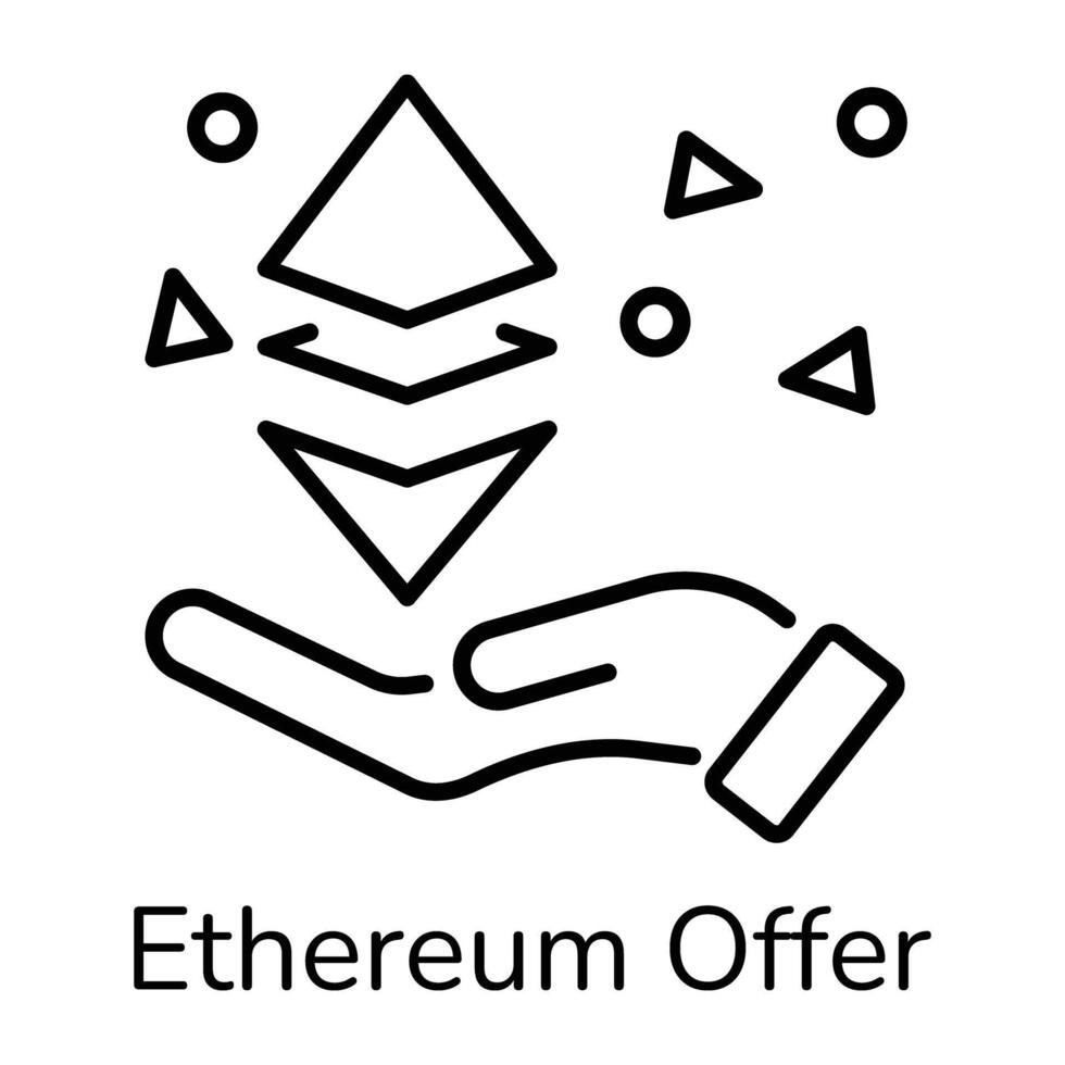 Ethereum offer icon designed in line style vector