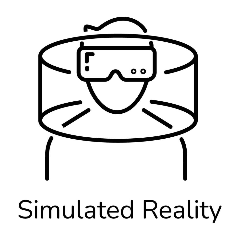 A customizable outline icon of simulated reality vector
