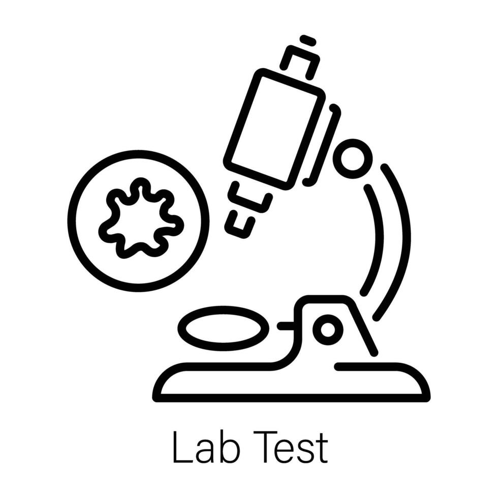 Line style icon of virus lab test with microscope vector
