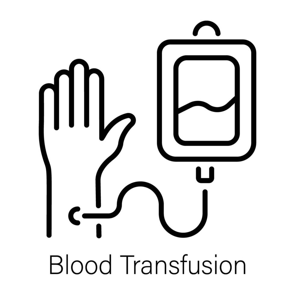 An outline icon of blood transfusion treatment vector