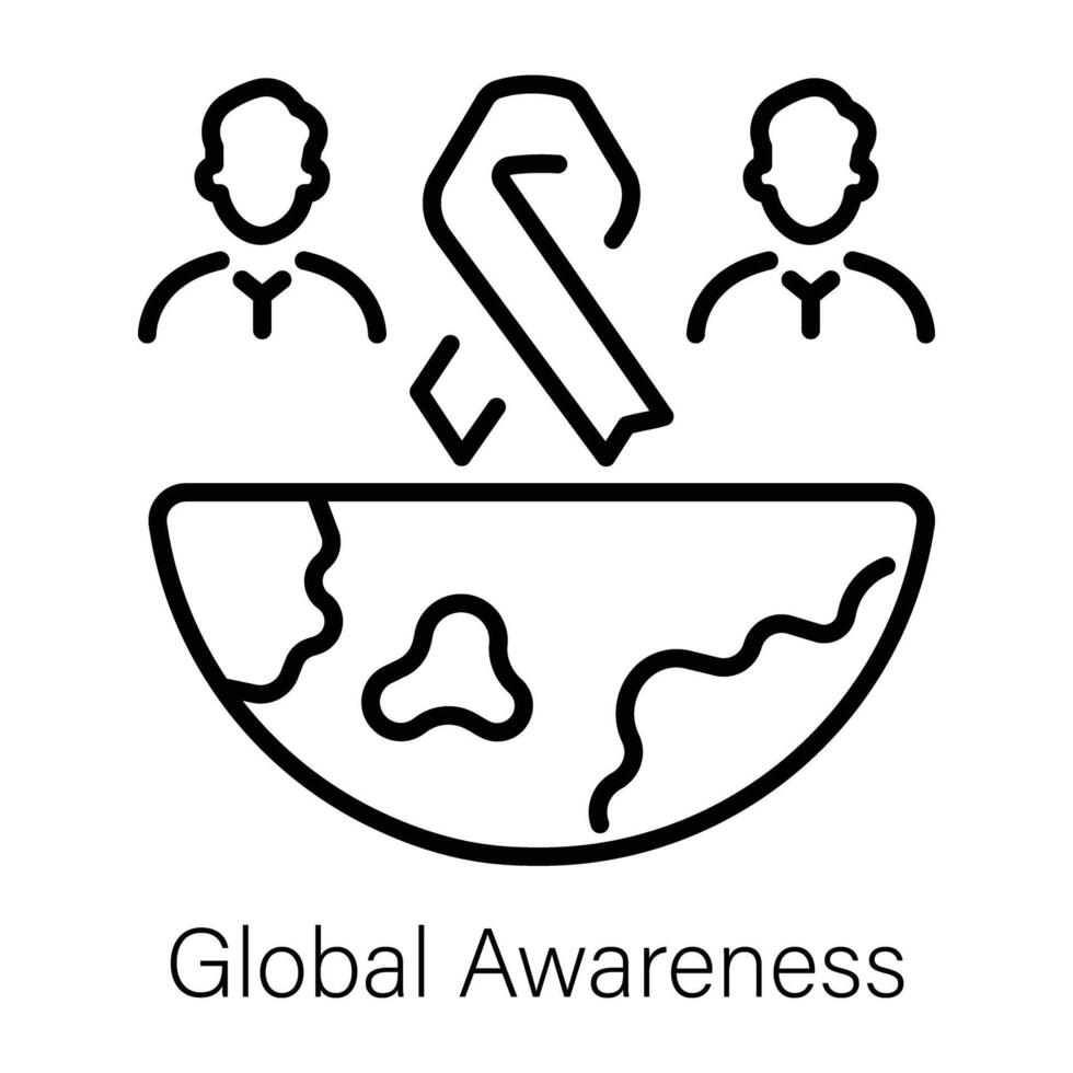 An outline icon of global awareness vector