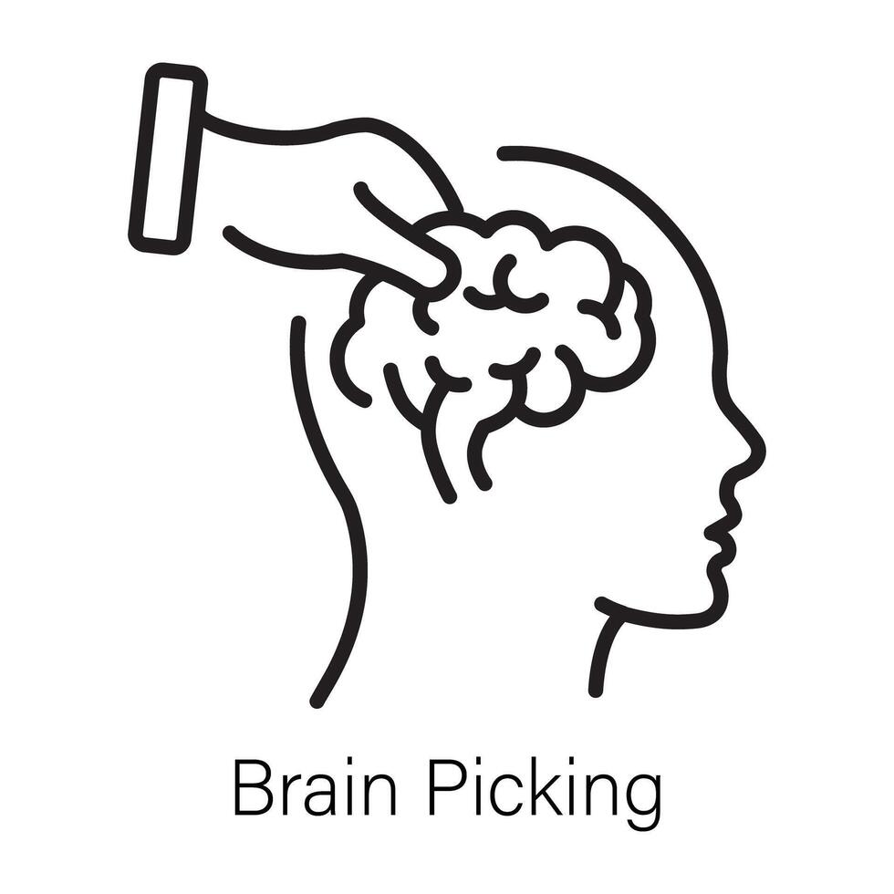 An outline icon of brain picking vector