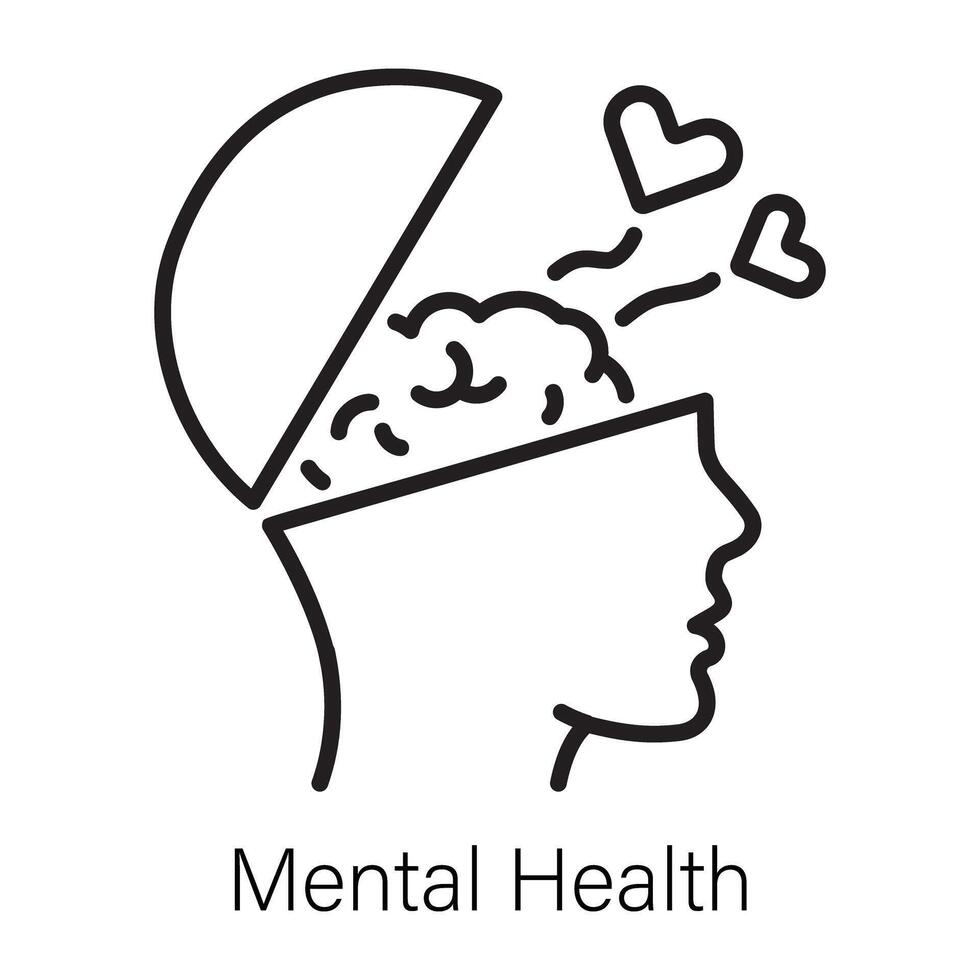 An outline style icon of mental health vector