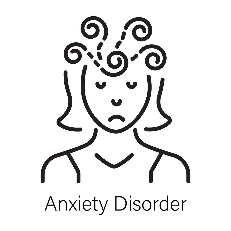 An outline icon of a person with anxiety disorder vector