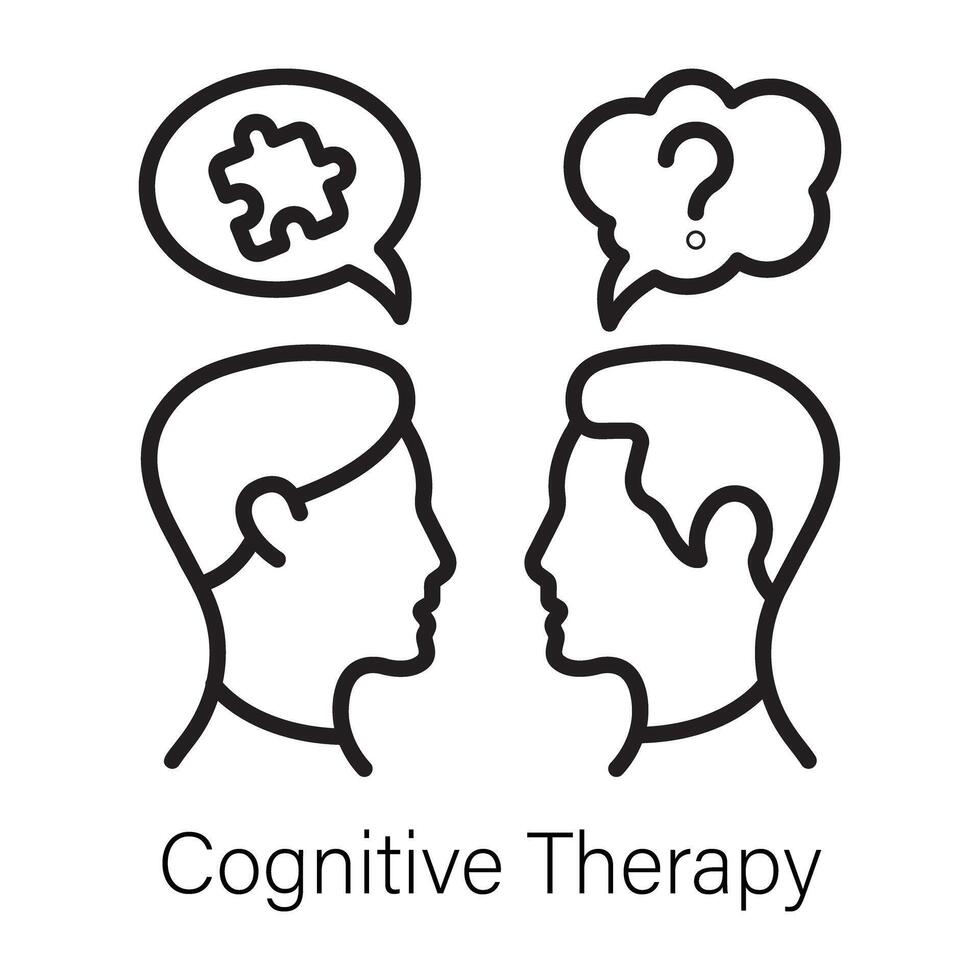 Linear style icon of cognitive therapy session vector