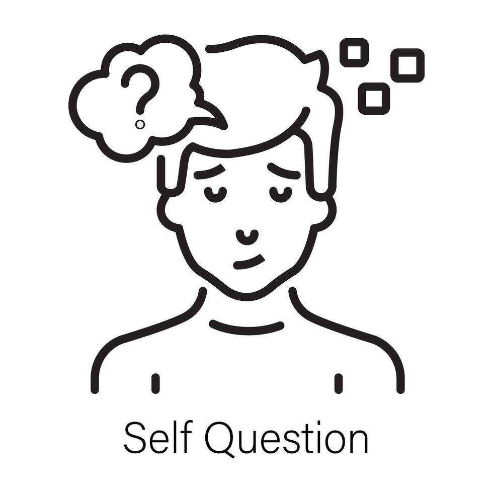 An outline icon of self question vector