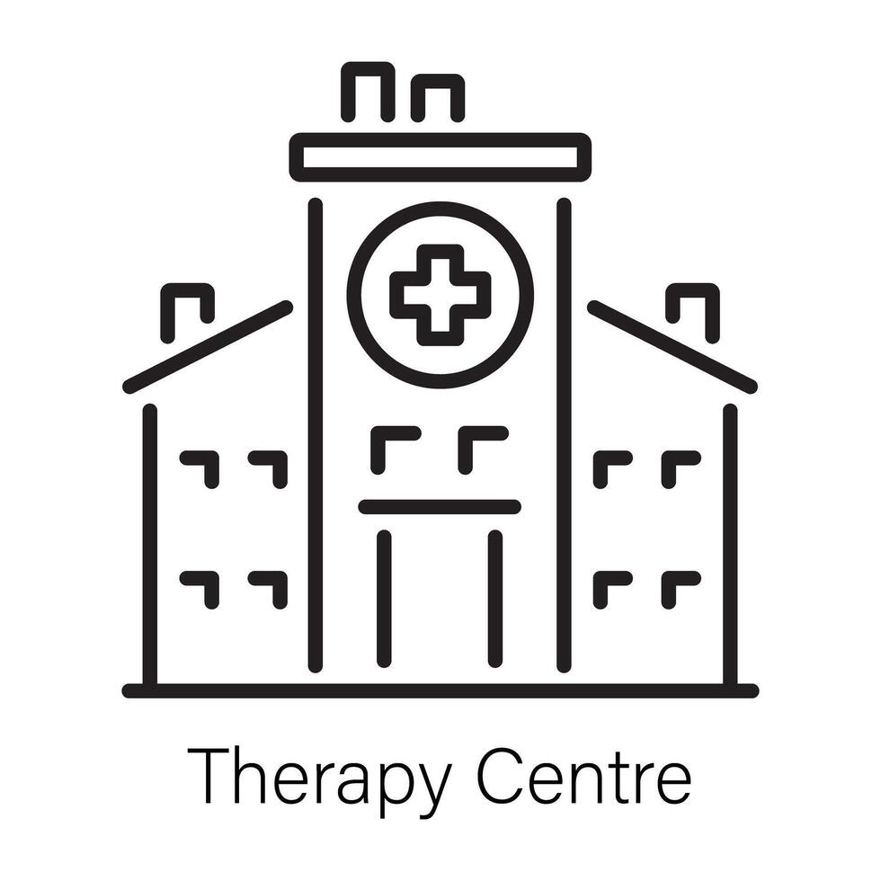 An outline icon of therapy centre building vector