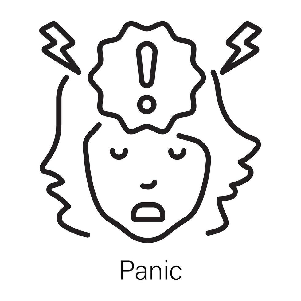 An outline icon showing a person with panic attack vector