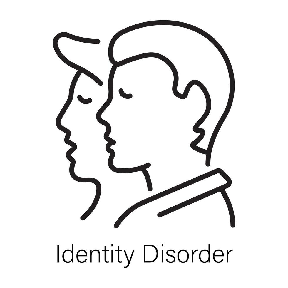 An outline icon of identity disorder vector
