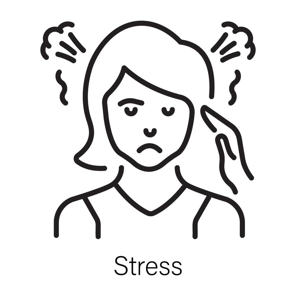Line style icon denoting a person with stress vector