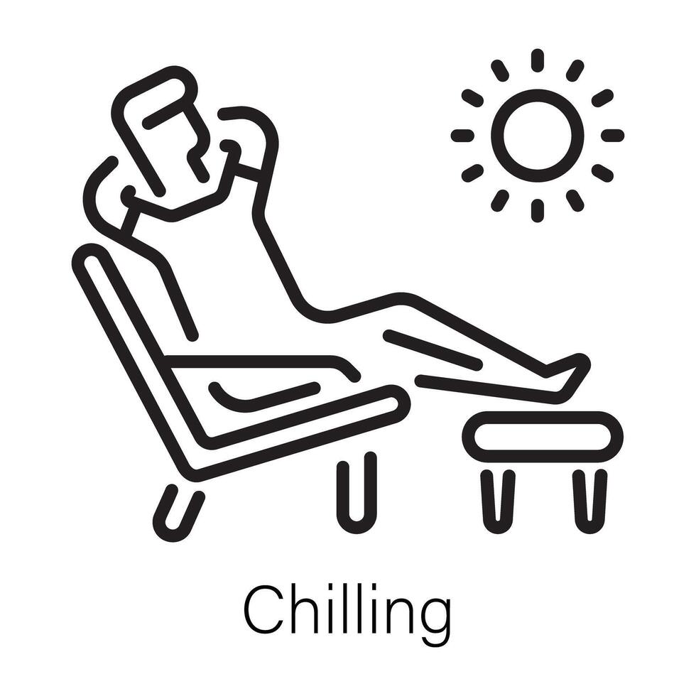 Person chilling outside, outline style icon vector