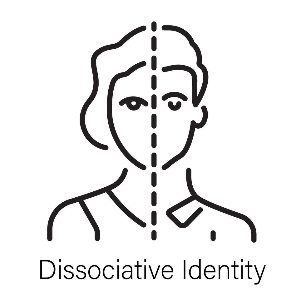 An outline style icon of dissociative identity vector