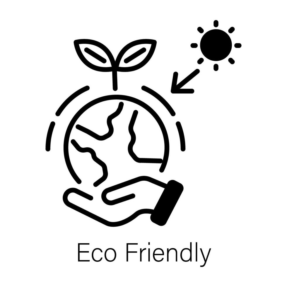 A line style icon of eco friendly planet vector