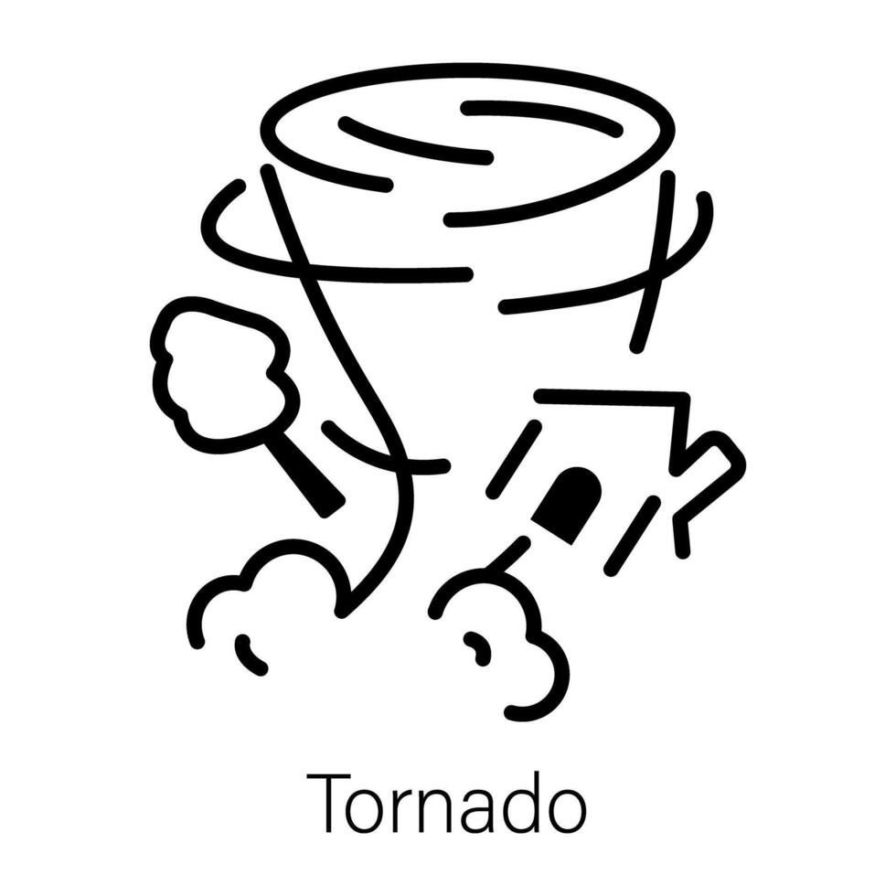 A line style icon of tornado disaster vector