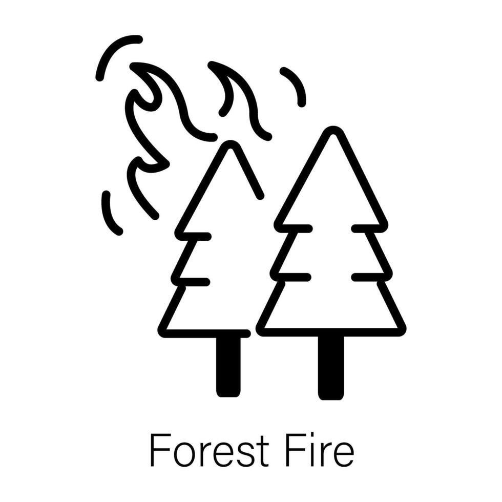 An outline style icon of forest fire disaster vector