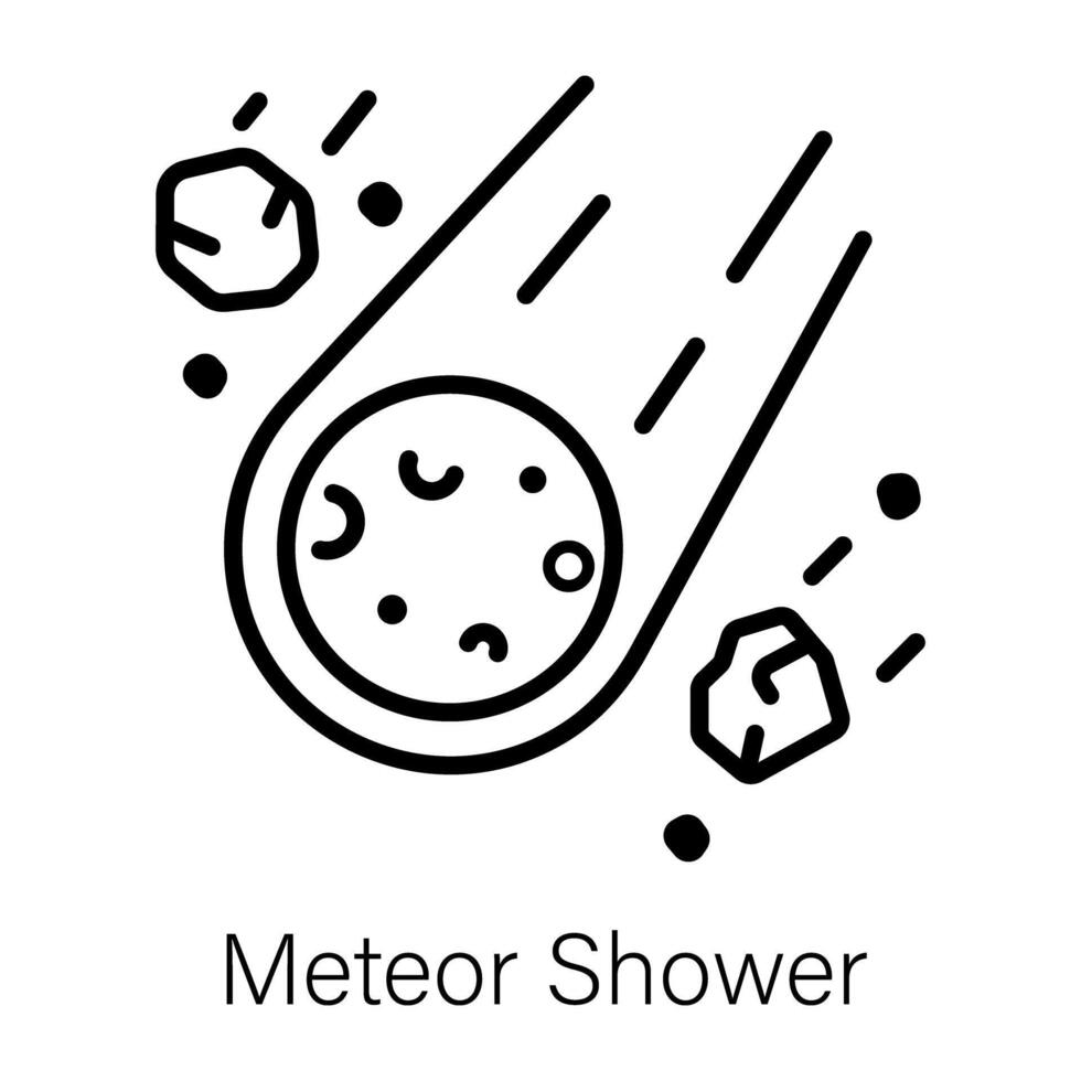 A line style icon of meteor shower vector