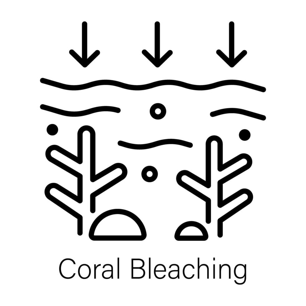 Line style icon of underwater coral bleaching vector