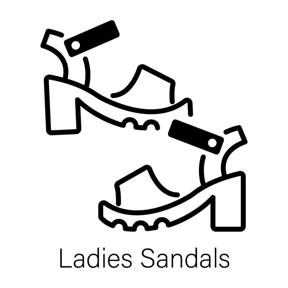 Outline icon of high heels ladies sandals vector