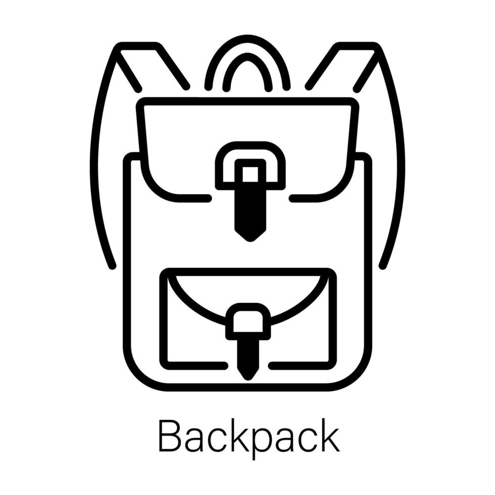 An outline style of backpack vector