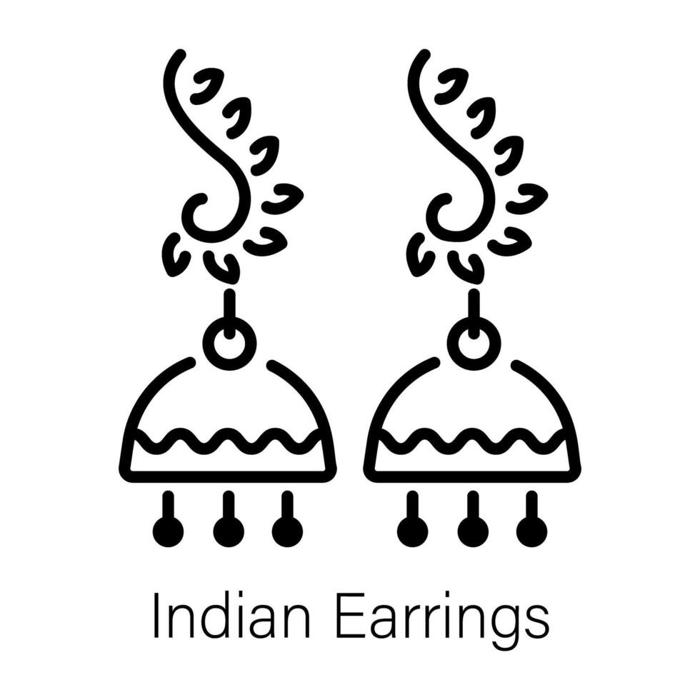 An icon of indian earrings line icon vector