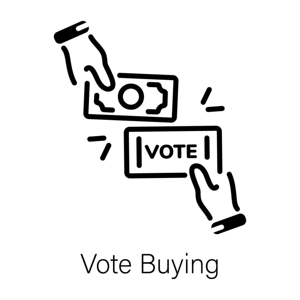 An outline icon of vote buying with money vector