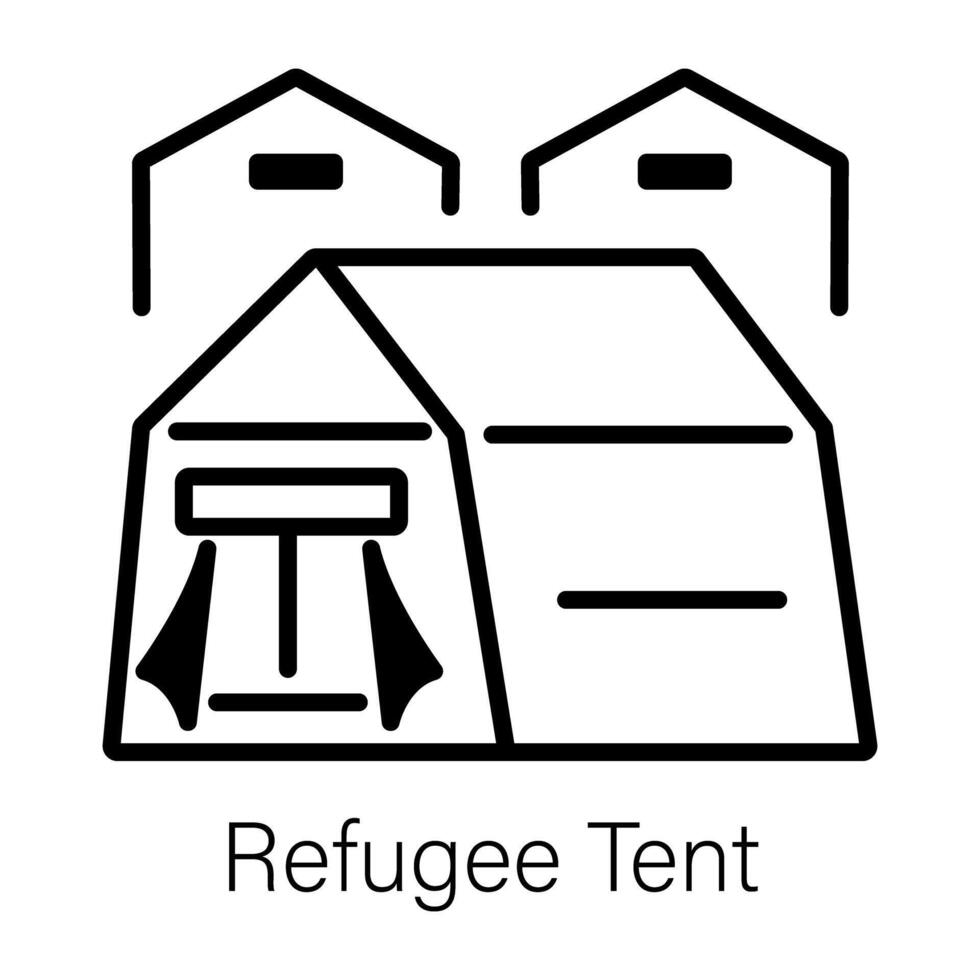 Refugee tent icon designed in line style vector