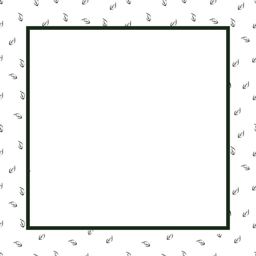 green square frame. outline of leaves vector