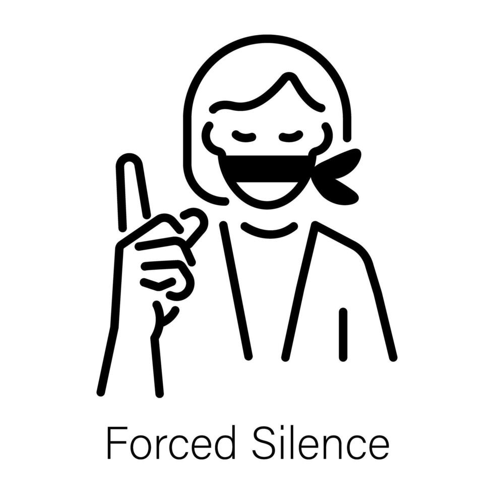A line style icon of forced silence vector