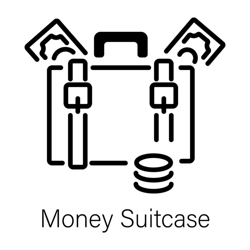 A linear icon of money suitcase vector