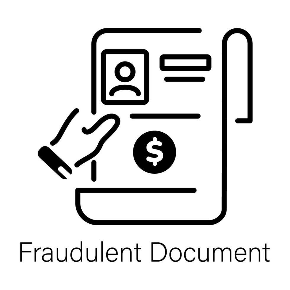 Fraudulent document icon in line style vector
