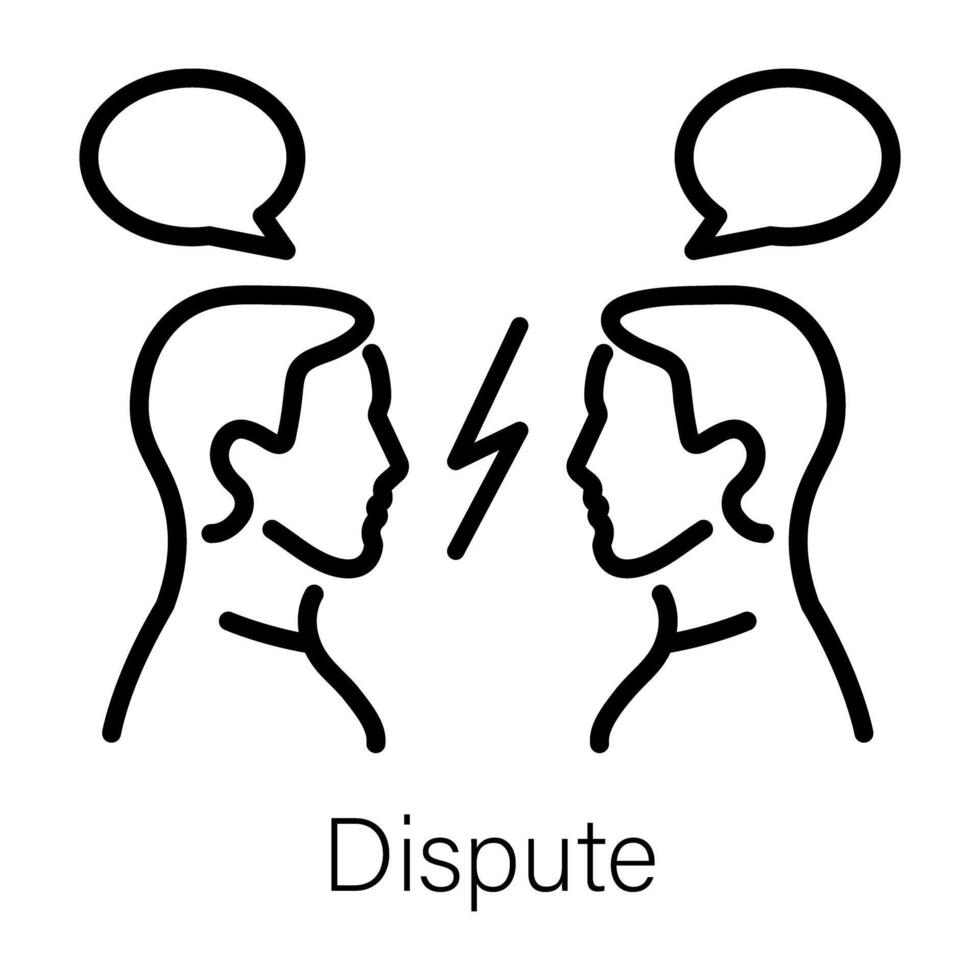 An outline style icon of dispute vector