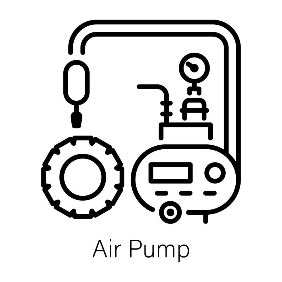 Linear style icon of air pump vector