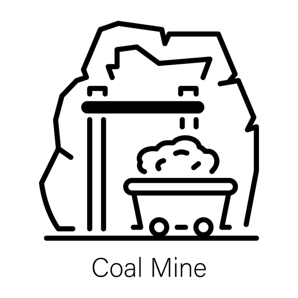 Line style icon of coal mine cart vector