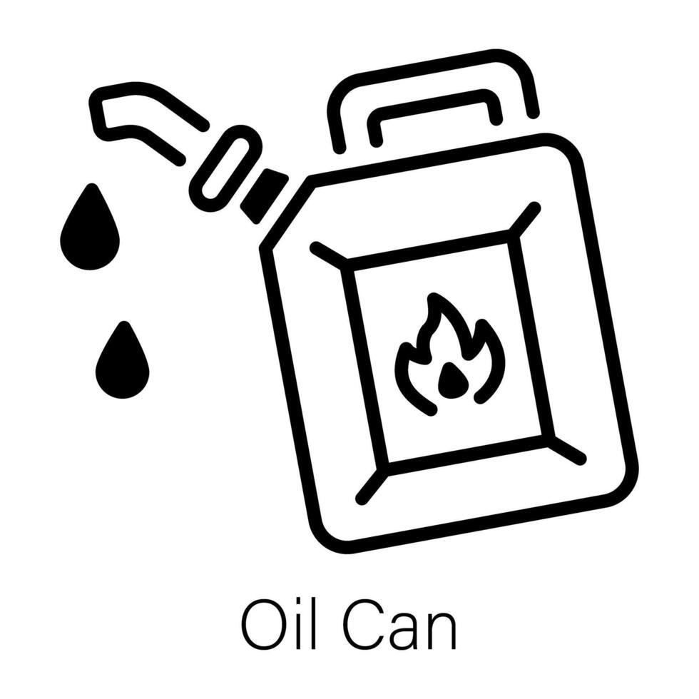 An oil can with drops, line icon vector