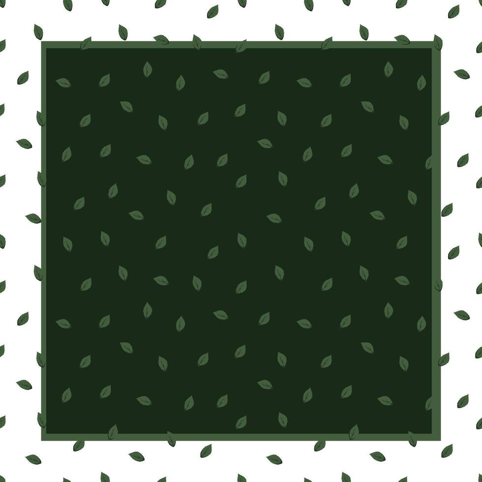 square frame with green leaves vector