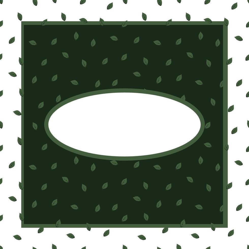 oval frame with green leaves vector
