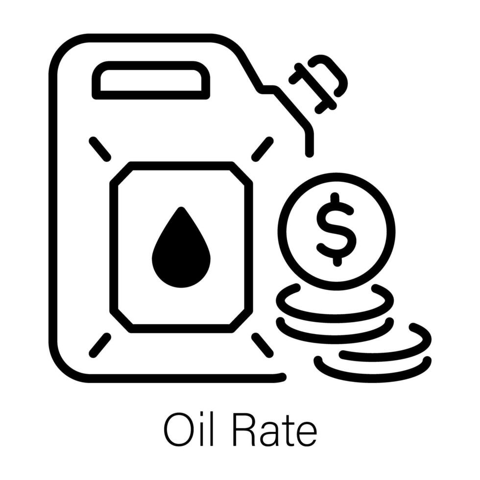 Can with coins denoting oil rate, outline icon vector