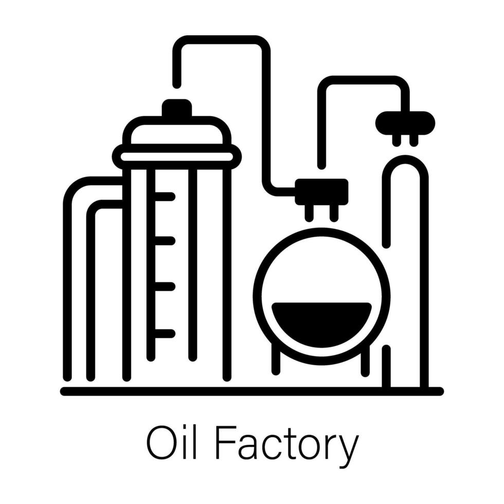 A line style icon of oil factory vector
